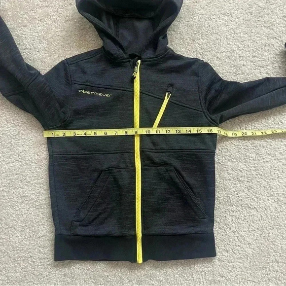 Obermeyer Ski Snowboarding Hoodie Sweatshirt 47001 Black Boy Sz Small Full Zip - Picture 6 of 16